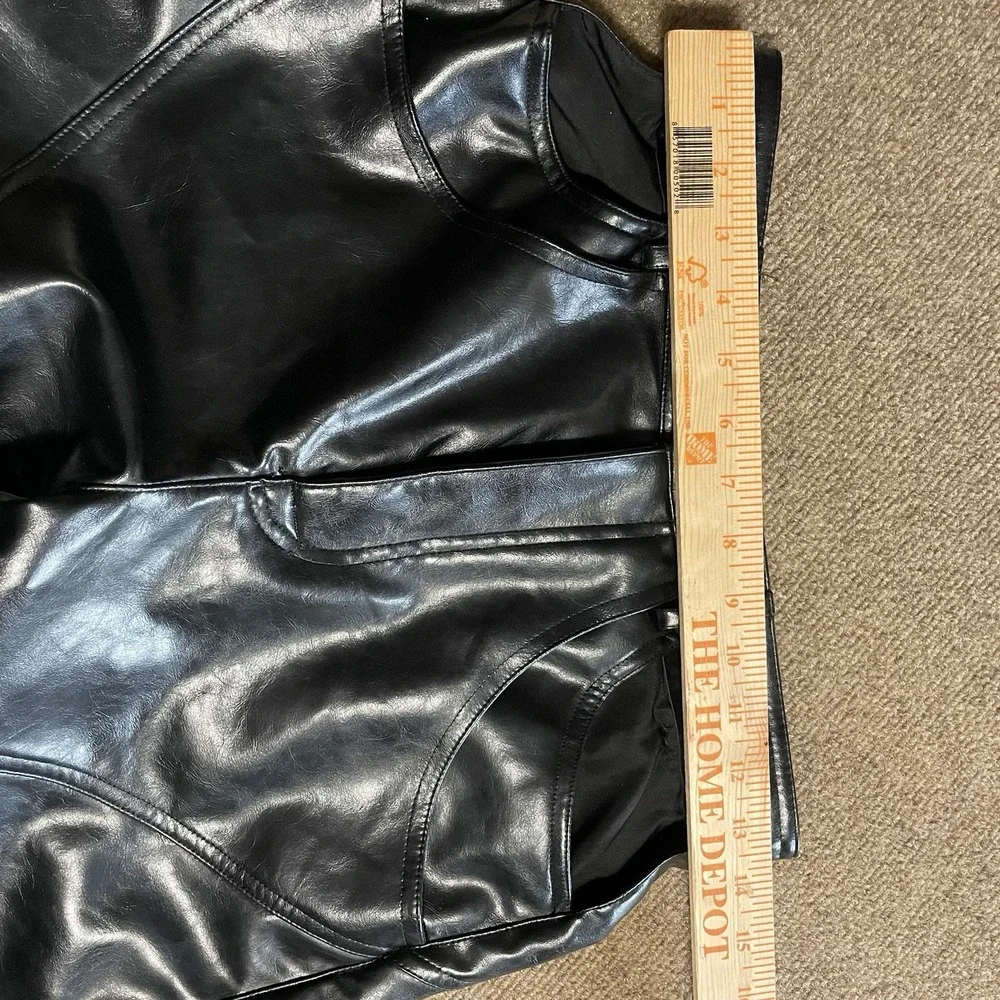 Zara W Black Faux Leather Wide Leg Cut Out Pockets Small Pants Biker Core Rocker